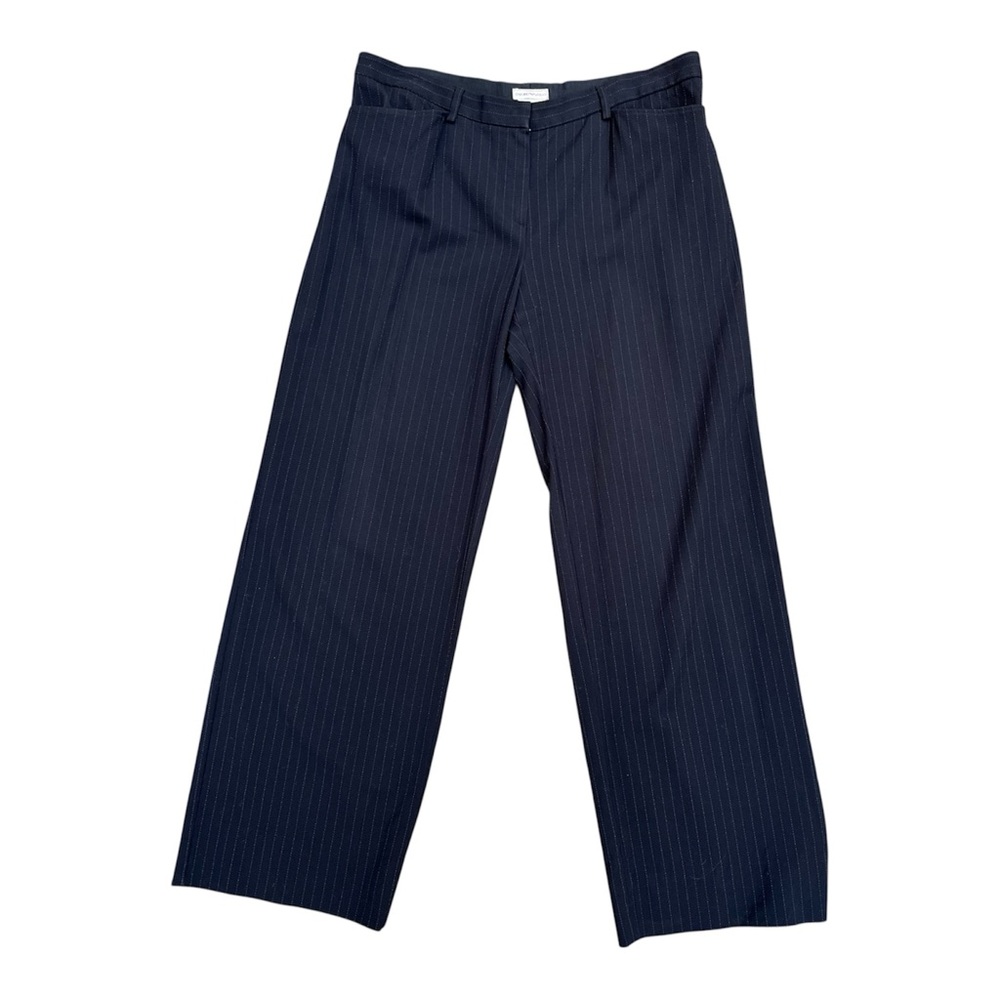 Emporio Armani Virgin Wool Trousers Striped Business Casual Dark Blue Pants 14